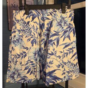 H&M Linen Blend Floral‎ High Waist Elastic Waistband Size S NWT